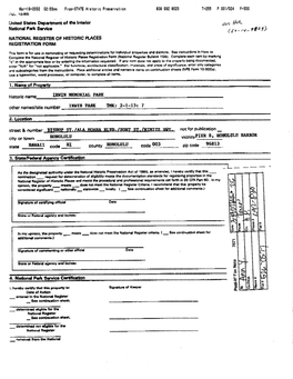 NRHP Nomination Form: Irwin Memorial Park