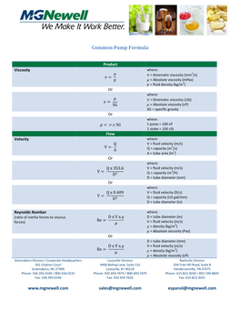 Common Pump Formula