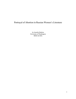 Portrayal of Abortion in Russian Women's Literature