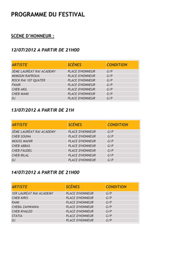 Programme Du Festival