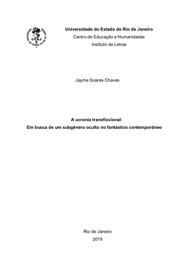 Universidade Do Estado Do Rio De Janeiro Centro De Educação E Humanidades Instituto De Letras