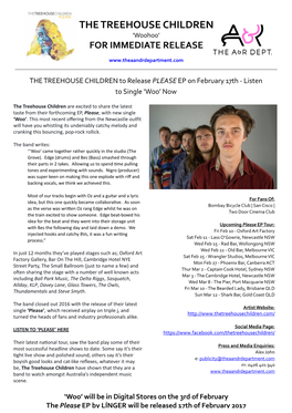 THE TREEHOUSE CHILDREN ‘Woohoo’ for IMMEDIATE RELEASE