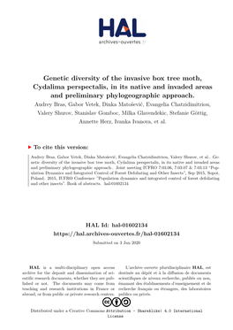 Genetic Diversity of the Invasive Box Tree Moth, Cydalima Perspectalis, in Its Native and Invaded Areas and Preliminary Phylogeographic Approach