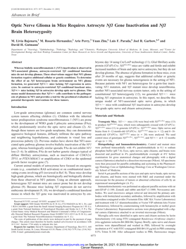 Optic Nerve Glioma in Mice Requires Astrocyte Nf1 Gene Inactivation and Nf1 Brain Heterozygosity