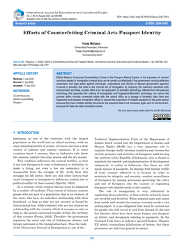 Efforts of Counterfeiting Criminal Acts Passport Identity