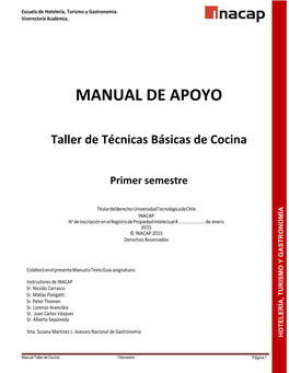 Manual De Apoyo Taller De Técnicas Básicas De Cocina