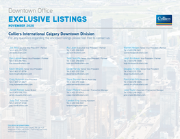 Downtown Office EXCLUSIVE LISTINGS NOVEMBER 2020