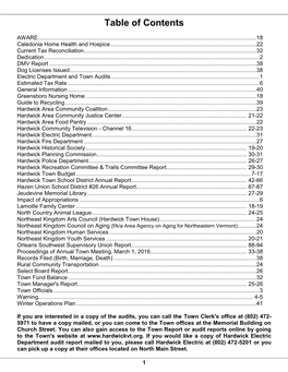 Table of Contents