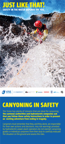 CANYONING in SAFETY the Ticino Has Plenty of Streams That Are Ideal for Canyoning