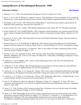 Annual Review of Pteridological Research - 1996