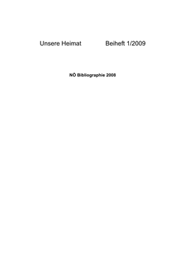 Unsere Heimat Beiheft 1/2009