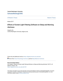 Effects of Screen Light Filtering Software on Sleep and Morning Alertness