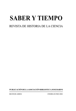 Saber Y Tiempo Revista De Historia De La Ciencia