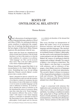 Roots of Ontological Relativity