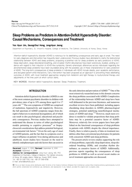 Sleep Problems As Predictors in Attention-Deficit Hyperactivity Disorder: Causal Mechanisms, Consequences and Treatment