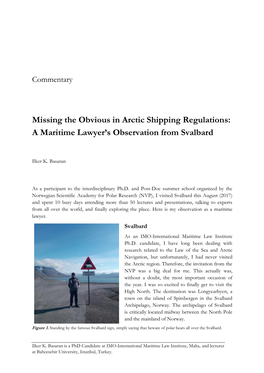 Missing the Obvious in Arctic Shipping Regulations: a Maritime Lawyer's