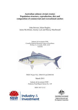 Australian Salmon (Arripis Trutta): Population Structure, Reproduction, Diet and Composition of Commercial and Recreational Catches