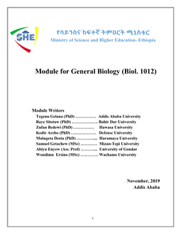 Module for General Biology (Biol. 1012)