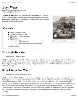 Boer Wars Wikipedia Page