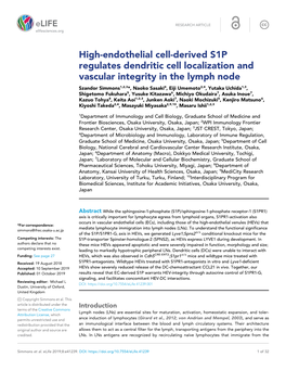 High-Endothelial Cell-Derived S1P Regulates Dendritic Cell Localization