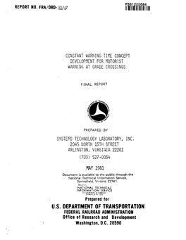 Constant Warning Time Concept Development for Motorist Warning at Grade Crossings