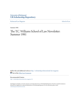 The TC Williams School of Law Newsletter