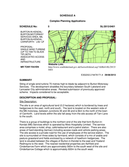 SCHEDULE a Complex Planning Applications SCHEDULE No: 5 SL