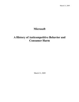 Microsoft a History of Anticompetitive Behavior and Consumer Harm