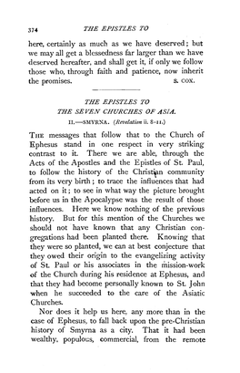 The Epistles to the Seven Churches of Asia. Ii.-Smyrna