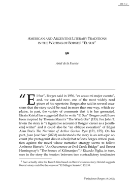American and Argentine Literary Traditions in the Writing of Borges’ “El Sur”