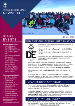 Diary Events