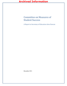 Archived: Committee on Measures of Student Success