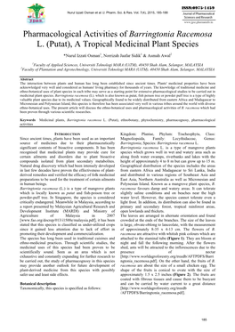 Pharmacological Activities of Barringtonia Racemosa L. (Putat), a Tropical Medicinal Plant Species