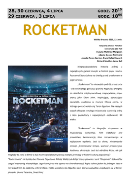 ROCKETMAN Wielka Brytania 2019, 121 Min