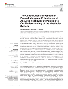 The Contributions of Vestibular Evoked Myogenic Potentials and Acoustic Vestibular Stimulation to Our Understanding of the Vestibular System