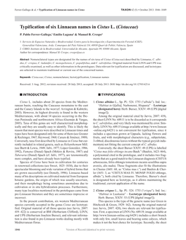 Typification of Six Linnaean Names in Cistus L. (Cistaceae)