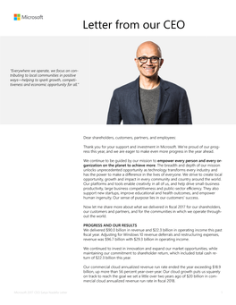 Letter from Microsoft CEO Satya Nadella, 2017