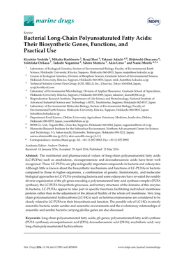 Bacterial Long-Chain Polyunsaturated Fatty Acids: Their Biosynthetic Genes, Functions, and Practical Use