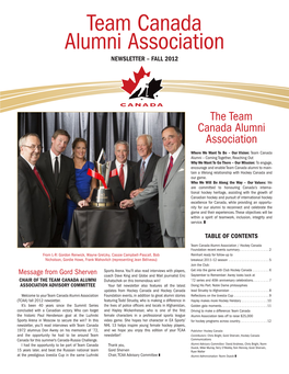 Team Canada Alumni Association NEWSLETTER – FALL 2012