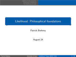 Likelihood: Philosophical Foundations