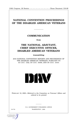 National Convention Proceedings of the Disabled American Veterans