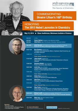 The 2013 Nobel Laureates in Chemistry Shneior Lifson's 100Th