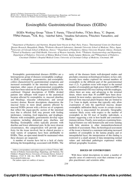 Eosinophilic Gastrointestinal Diseases (Egids)