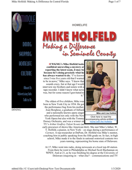 Mhtml:File://C:\Users\Info\Desktop\New Text Document.Mht 1/3/2020 Mike Holfeld: Making a Difference in Central Florida Page 2 of 7