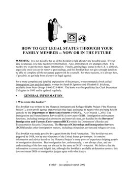 How to Get Legal Status Through Your Family Member -- Now Or in the Future