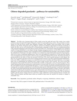 Chinese Degraded Grasslands – Pathways for Sustainability