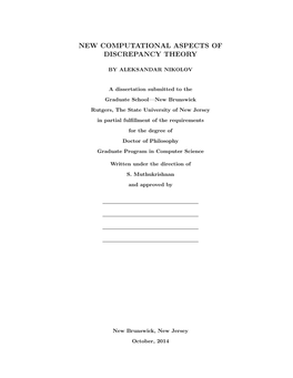 New Computational Aspects of Discrepancy Theory