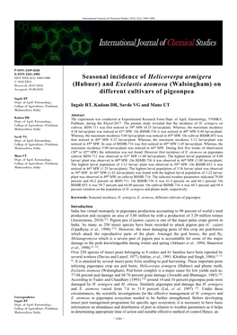 Seasonal Incidence of Helicoverpa Armigera