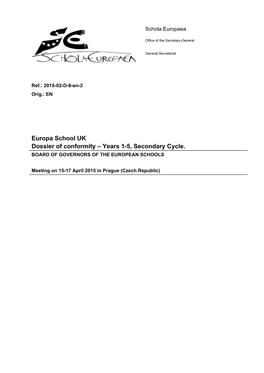 ESUK Dossier of Conformity for S1 to S5, Secondary Cycle