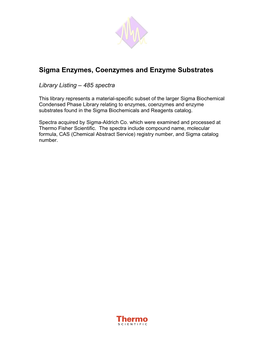 Sigma Enzymes, Coenzymes and Enzyme Substrates